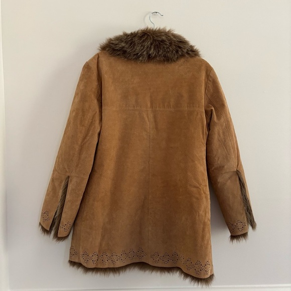 Penny Lane Suede Leather Fur Lined Coat Size Small - Picture 6 of 9